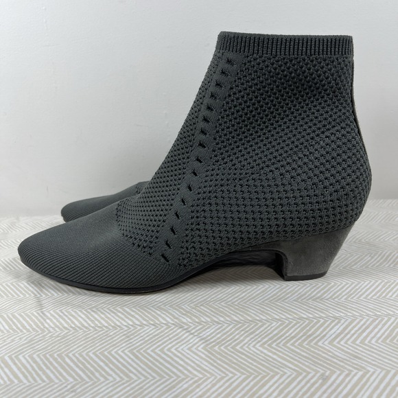 Eileen Fisher Womens 8.5 Sock Boot Gray Purl Stretch Knit Ankle Bootie Recycle - Picture 4 of 16